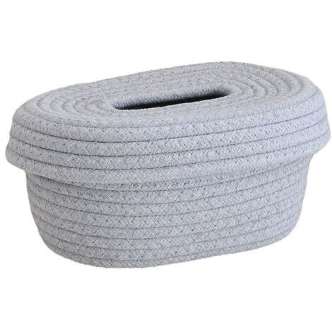 Boîte à Mouchoirs Décorative en Corde de Coton Faite Main, Rangement pour Bureau ou Maison, Couleur Gris (1/5)