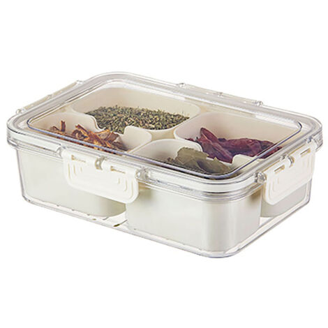 Boîte de Rangement à Épices 4 Cases, Portable et Étanche pour Cuisine - Conservation Alimentaire Sûre (1/5)