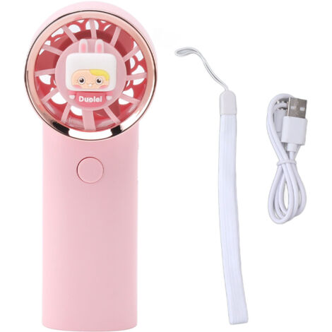 Ventilateur de poche rechargeable USB, mini ventilateur portable pour école, shopping, sport et activités en plein air, rose