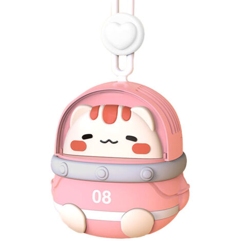 Ventilateur de Poche USB Rechargeable Mignon en Forme d'Animal - 3 Vitesses - Rose (1/5)