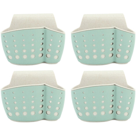Porte-éponge 4 pièces PP à 2 étages avec sangle ajustable, égouttoir à savon pour cuisine et salle de bain, vert (1/5)