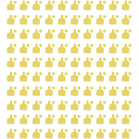 Étiquettes d'oreille pour bétail en polyuréthane jaune, 100 pièces, identification animale, vaches, sans inscription. (1/5)