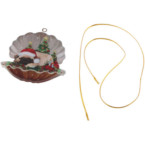 Pendent Chien Dormant Coquille Noël - Décoration Sapin Voiture, Ornement Maison (1/5)