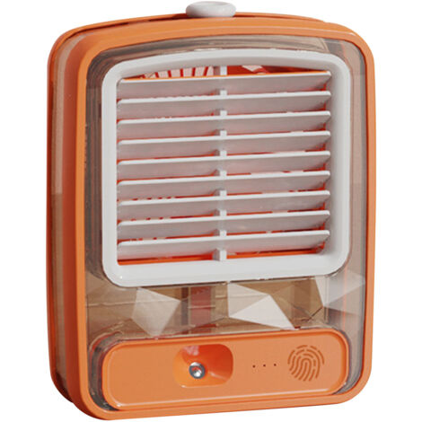 Ventilateur de bureau refroidi à l'eau USB, 3 vitesses, pales 3D spirales, climatiseur miniature orange pour table de nuit ou bureau