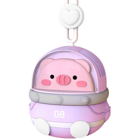 Ventilateur de cou rechargeable USB portable - Mignon animal 3 vitesses - Petit ventilateur électrique violet