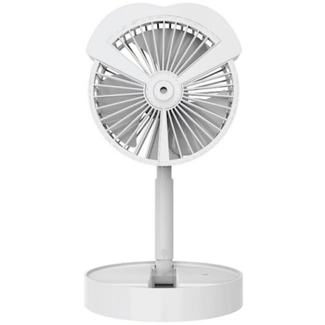 Ventilateur de bureau USB rechargeable, 3 vitesses, moteur sans balais, brumisateur, blanc (1/5)