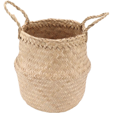 Panier de rangement en jonc de mer pour plantes, pique-nique, courses et jouets de plage (1/5)