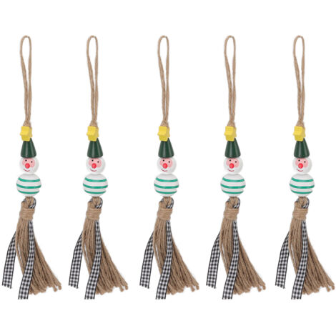 5 Pièces Perles de Noël en Bois, Bonhomme de Neige Coloré pour Sapin, Porte ou Déco Chambre (1/5)