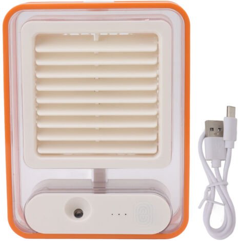 Ventilateur de bureau rechargeable USB, brumisateur portable avec veilleuse colorée et faible bruit (1/5)