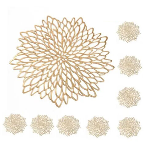 8 Pièces Dessous de Plat Fleuris en PVC Résistant à la Chaleur pour Table de Salle à Manger (1/5)
