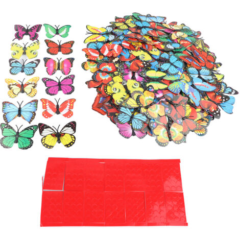 200 autocollants papillons 3D PVC adhésifs et amovibles pour décoration murale chambre salon fête, lot de 200 pièces 7cm (1/5)