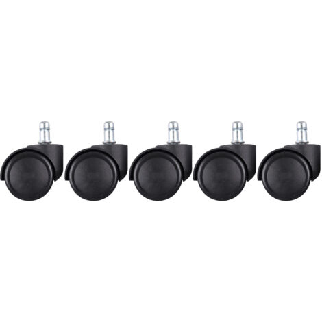 Jeu de 5 roulettes universelles en plastique noir pour chaise de bureau, meuble de cuisine ou étagère - Remplacement facile (1/5)