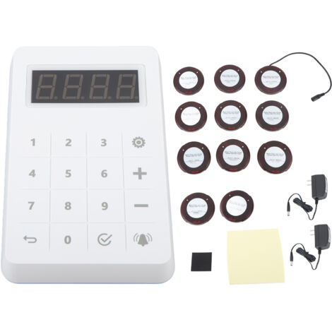 Système de Pagers de Restaurant 10 Appareils Rond Sans Fil, Alimentation Large 100‑240V Prise US (1/5)