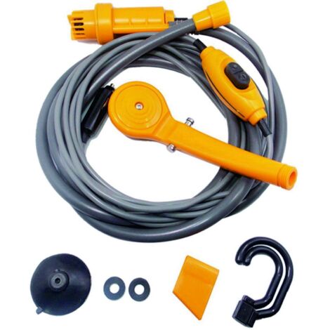 Douche portable réglable 12V pour voiture, animaux et légumes - Idéal camping, jaune (1/5)