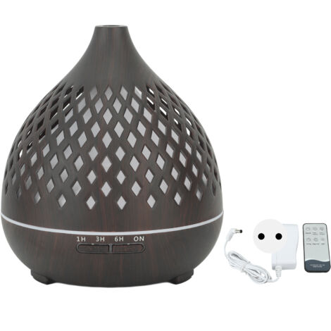 Diffuseur d'Humidité Ultrasonique à Télécommande avec Lumière LED Multicolore pour Chambre à Coucher - Design en Grain de Bois - Branchement UE 100-240V (1/5)