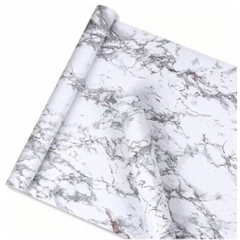 Papier peint adhésif marbre blanc, autocollant et repositionnable pour décoration cuisine, salon, salle de bain. (1/5)