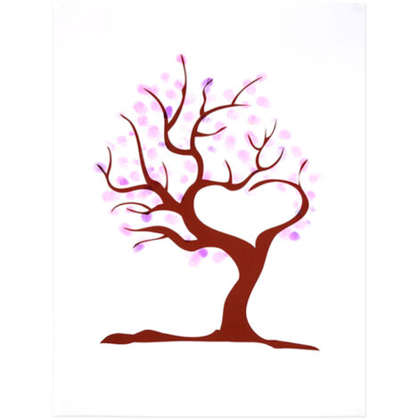 Arbre des invités personnalisé pour mariage - Toile à empreintes avec encre souvenir (Tronc rouge) (1/5)