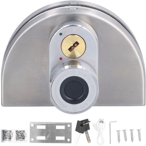 Serrure Biométrique à Empreintes Digitales pour Porte Vitrée - Usage Bureau et Maison - Alimentation par Pile Lithium 3.7V - Montage Simple (1/5)