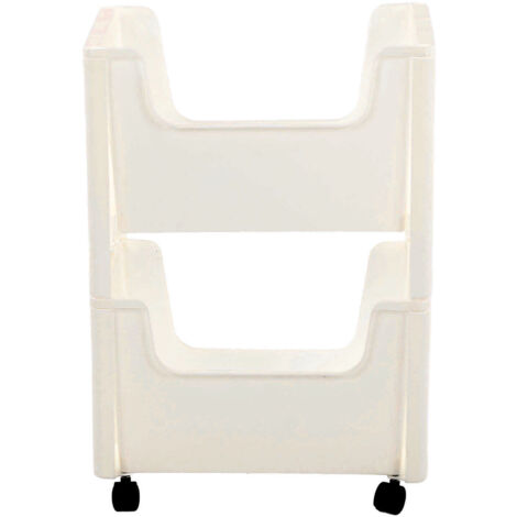 Chariot de rangement mobile 2 niveaux blanc - Idéal pour livres, jouets et bouteilles - Roues pivotantes avec freins - Grande capacité de stockage (1/5)