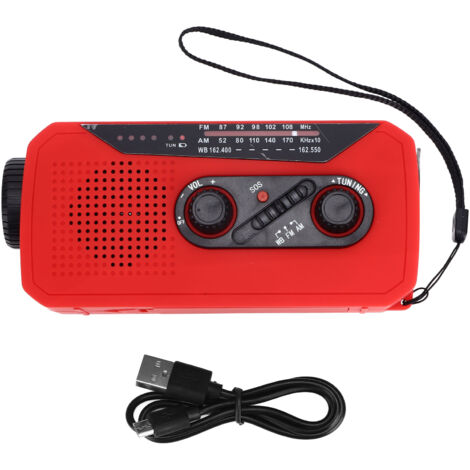Radio de secours solaire et manivelle, lampe torche LED, batterie 2000mAh pour camping et randonnée - Version américaine (1/5)