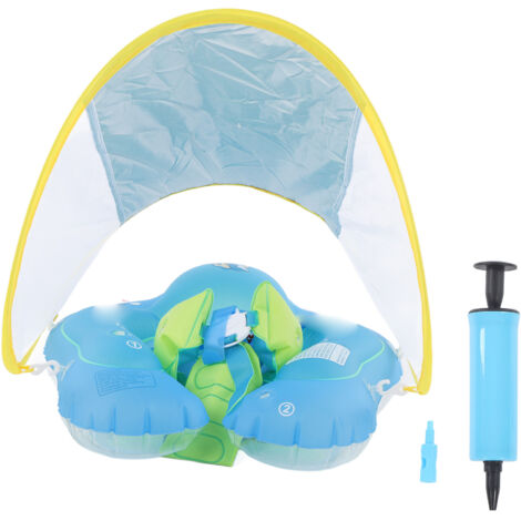 Bouée bébé piscine avec auvent amovible protection solaire - Cercle de natation enfant grand diamètre 19 cm (1/5)