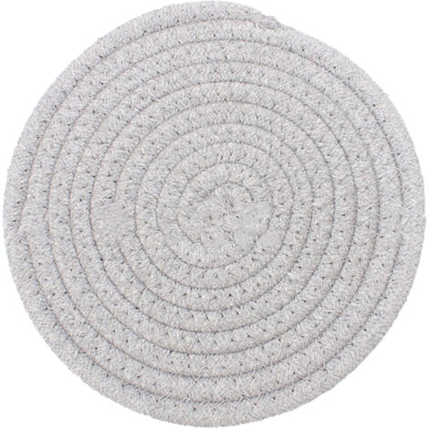 Sous-verre tissé en coton épais 4,3 pouces - Protection de table artisanale pour cuisine - Gris clair (1/5)