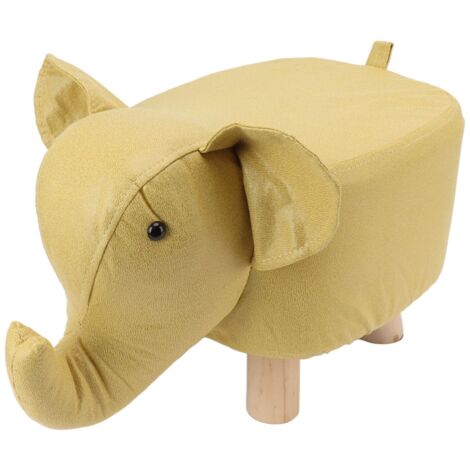 Tabouret éléphant rembourré jaune pour chambre d’enfant, salon ou aire de jeux, design innovant et mignon (1/5)