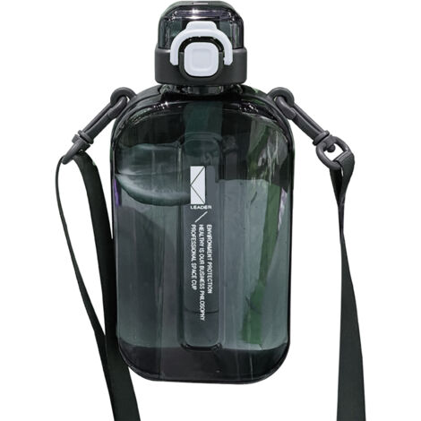 Gourde plate 750ml pour sports extérieurs, grande capacité avec échelle graduée, idéale bureau et plein air. (1/4)