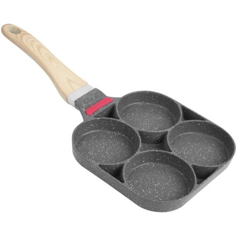 Poêle en Aluminium pour Crêpes et Omelettes - Compatible Induction, Moule à Hamburgers et Œufs avec Poignée (1/5)