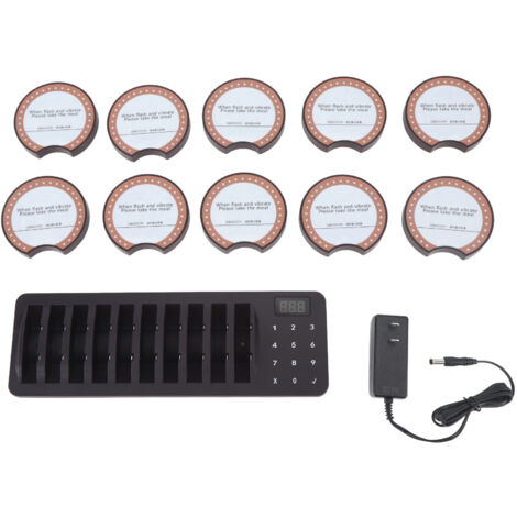 Système de Pagers pour Restaurants 10 Pièces 100‑240V Imperméable pour Café Hôtel Établissement Prise US (1/5)