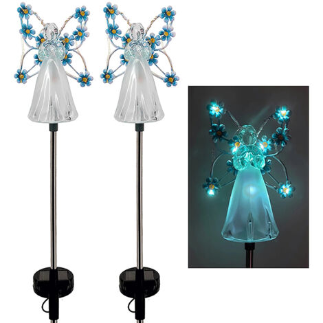 2 Pièces Figurines Anges Solaires LED pour Décor de Jardin, Éclairage Étanche Fête Halloween Noël (1/5)