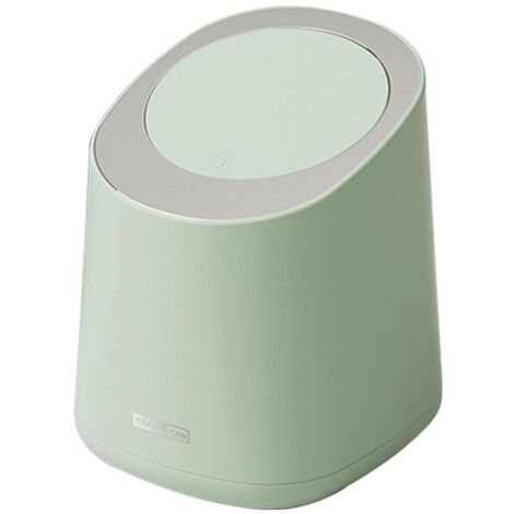 Poubelle de comptoir compacte avec couvercle pressoir, idéale pour salle de bain, chambre ou table de maquillage - Vert Morino (1/5)