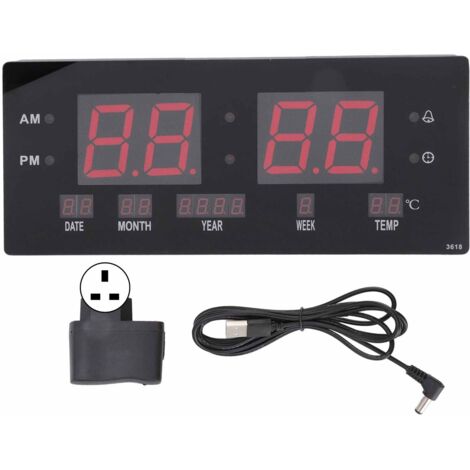 Horloge Numérique Murale LED avec Grand Affichage pour Bureau Salon Chambre 100‑240V (1/5)