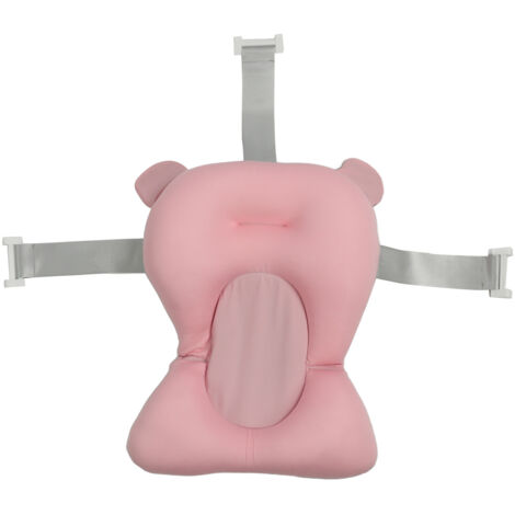 Siège de bain bébé avec matelas, coussin de bain pour nouveau-né et nourrisson, support de bain ergonomique, taille grande, rose, plastique durable (1/5)