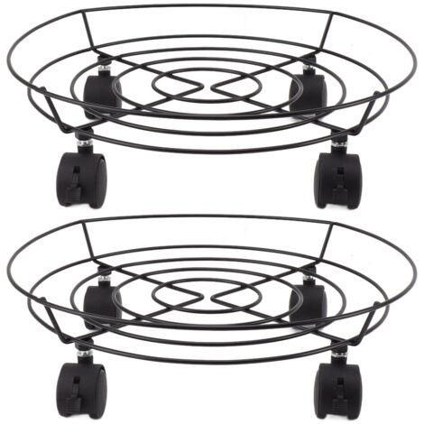 2 pièces Base Roulante 36cm Haute Capacité de Charge avec Freins pour Pots de Plantes, Baignoire Pied, Fût et Bouteille de Gaz (1/5)
