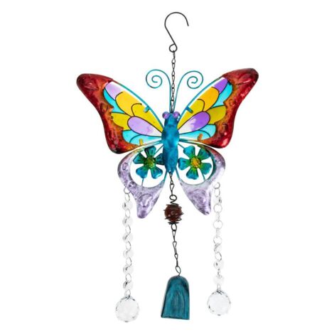 Carillons à Vent en Fer Forgé avec Papillons, Clochettes et Cristaux pour Jardin (1/5)