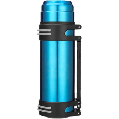 Gourde isotherme en acier inoxydable 304, 2,5L, bouchon large, poignée de transport, maintient le chaud et le froid 24h, idéale pour voyage, couleur bleue. (1/5)