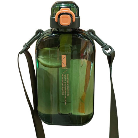 Gourde plate 750ml pour sport et bureau, grande capacité avec échelle graduée (1/4)
