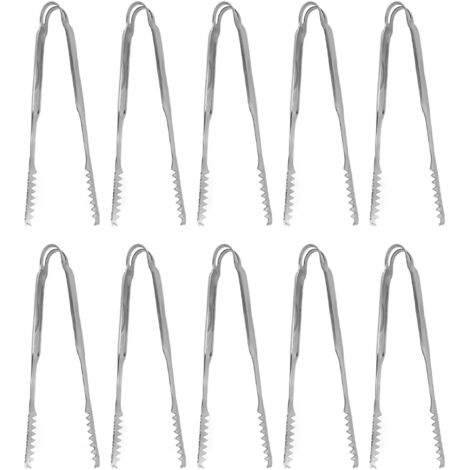 10 Pièces Pinces à Glace en Acier Inoxydable - Idéales Cuisine, BBQ, Fêtes - Poignée Solide, Nettoyage Facile - 17.6cm (1/5)