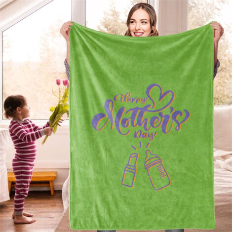 Couverture Polaire Verte 80x100cm - Idée Cadeau pour Mère, Plaid Canapé Lit avec Message Personnalisé (1/5)