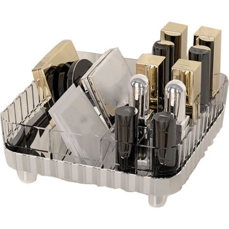 Organisateur de maquillage transparent avec compartiments anti-dérapant pour cosmétiques, bijoux et rouge à lèvres (1/5)