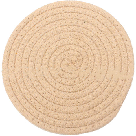 Sous-verre tissé en coton épais 4,3 pouces - Protège-table artisanaux pour cuisine - Couleur kaki (1/5)
