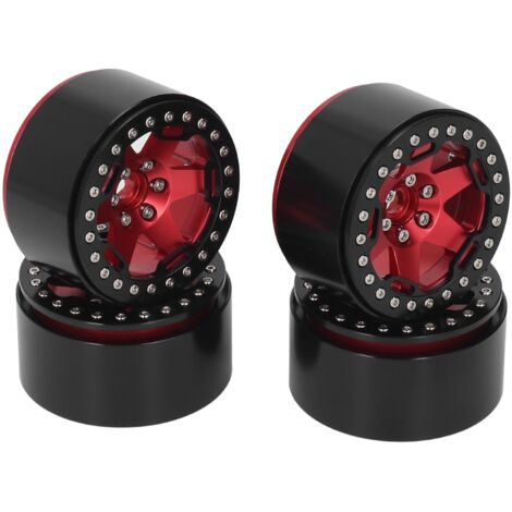 4 Pièces Moyeux de Roue 2,2 Pouces en Alliage d'Aluminium pour Voiture RC 1/10 Tout-Terrain Rouge (1/5)
