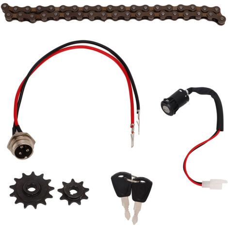 Jeu de Chaîne et Pignon pour Vélo Électrique 38 Maillons, Pignon 13 et 9 Dents avec Clavette, Compatible 410 (1/5)