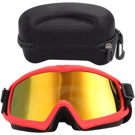 Lunettes de protection pour chien anti-vent, anti-poussière, UV - Idéales ski, vélo, voyage - Monture et verres rouges (1/5)