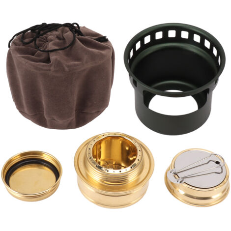 Brûleur à alcool en alliage d'aluminium portable et anti-vent pour camping et randonnée, couleur vert noirâtre (1/5)