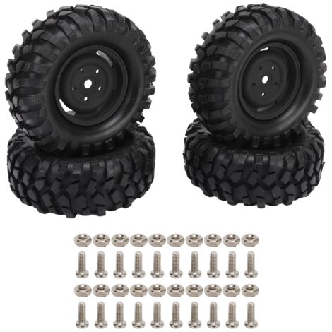 4 Pneus RC en Caoutchouc Noir de 96MM pour Véhicule Tout Terrain et Voiture de Montagne - Jeu de 4