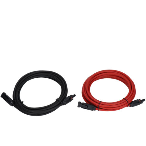 Câble d'extension solaire 10AWG 6mm² 2 pièces, 5m, rouge et noir, 1000V DC (1/5)