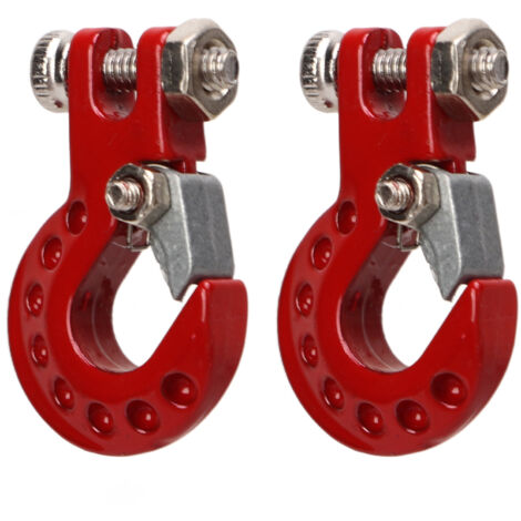 2 Pièces Crochet Remorque RC en Alliage d'Aluminium Résistant pour Voitures Télécommandées 1/10 - Rouge (1/5)