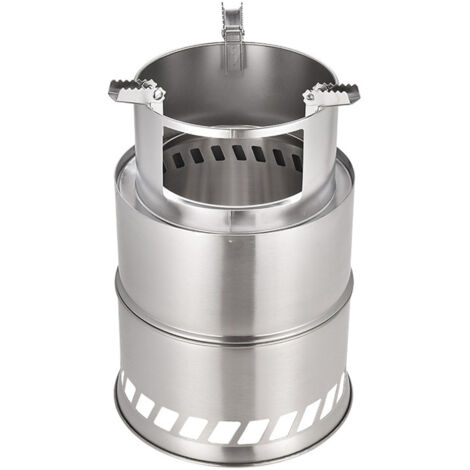 Poêle de Camping Portable en Acier Inoxydable, Réchaud à Bois Pliable pour Randonnée, Pique-nique et Barbecue en Plein Air (1/5)